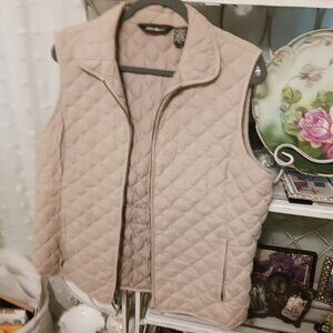 Eddie Bauer Down Filled Tan Quilted Vest Size XL